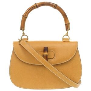 Gucci Bamboo Leather Yellow Handbag